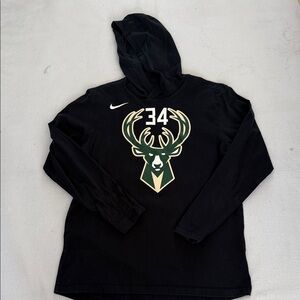 Nike Black Jersey Hoodie the Bucks Giannis Antetokounmpo 34 M EUC
